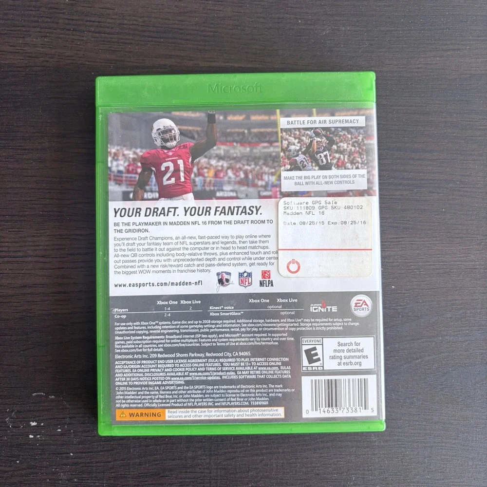 Madden NFL 16 Xbox One EA Sports Football Video Game Odell Beckham Jr Cover